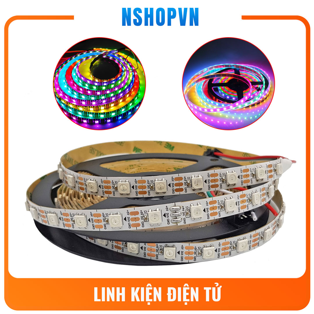 Led dây WS2812 5050 5VDC 1m 60 bóng ( Không phủ epoxy / Có phủ epoxy / Bọc vỏ silicone )