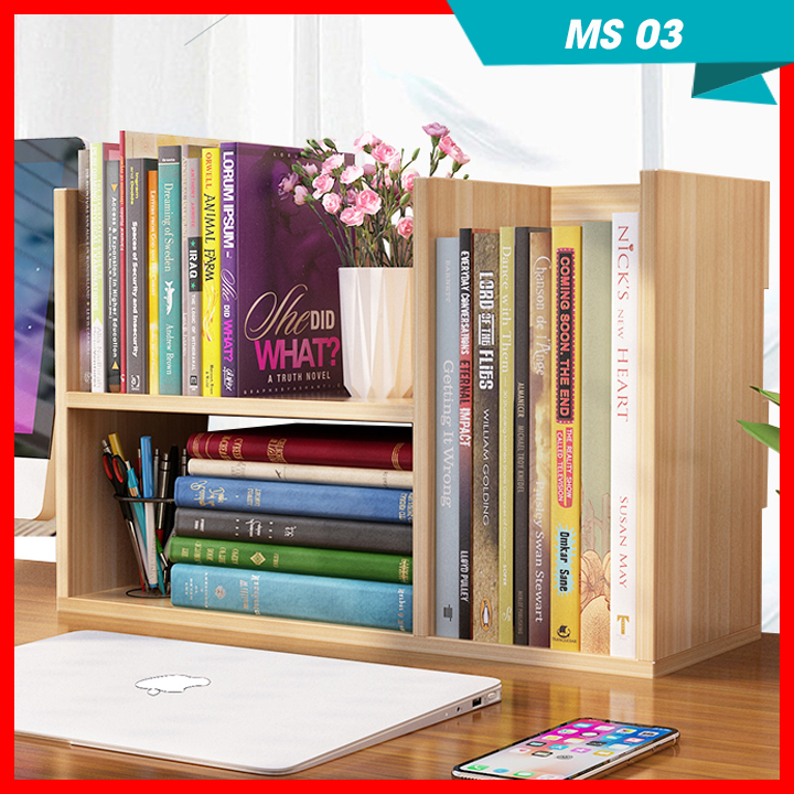 Kệ sách gỗ mini để bàn lắp ghép MS03