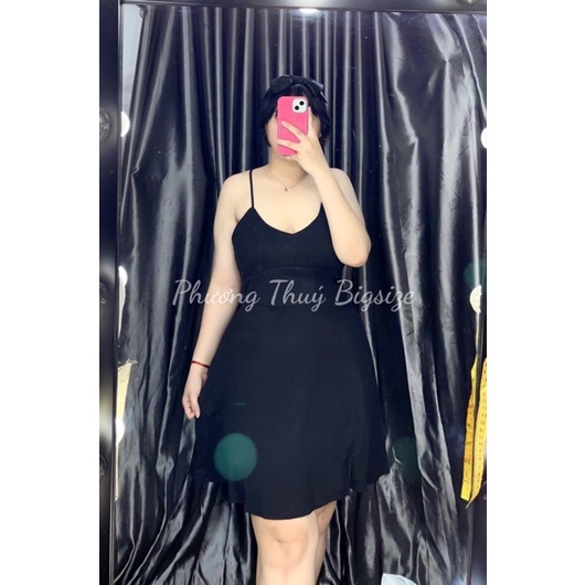 Đầm nữ 2 dây dài dáng xòe chất vải cotton thoáng mát màu đen - Phương Thúy Bigsize