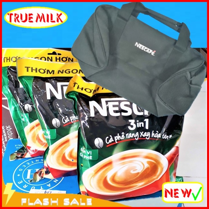 Bộ x3 túi Café Nescafe Túi Xanh 46gói x 17g/Túi - Ca phe rang xay hoa tan - cafe sữa đá - nescafe do - ca phe sua da - ca phe 3in1 - café 3in1 - ca phe hoa tan - café pha san - nesxanh46 Trueme TrueMilk TrueMeNews LazadaTrueMe