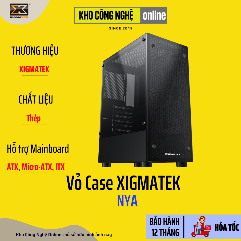 Vỏ case xigmatek nya - atx, 2 side tempered glass