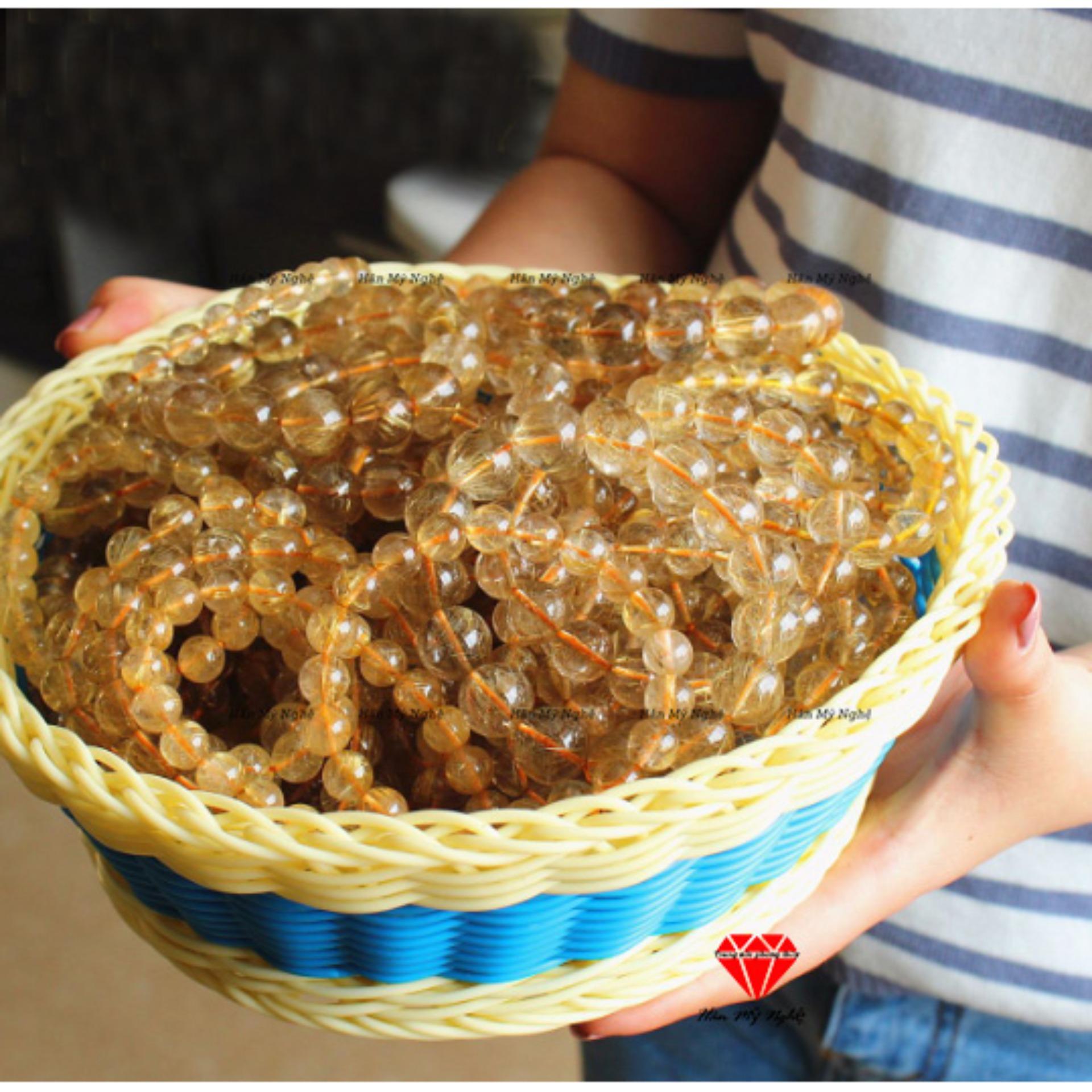 Vòng tay tóc vàng mix 14 li tự nhiên- chuẩn A