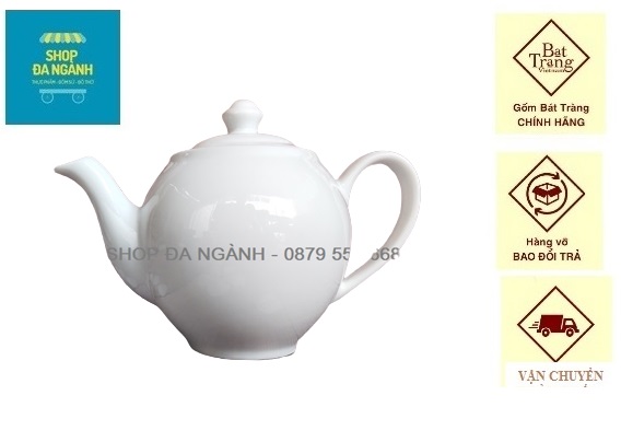 Ấm trà siêu trắng có màng lọc chống tắc dung tích 500 ml gốm sứ Bát Tràng