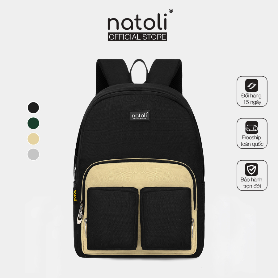 Balo thời trang du lịch unisex Old school Backpack B5 thương hiệu NATOLI Cặp nhiều ngăn vải canvas công sở đi làm