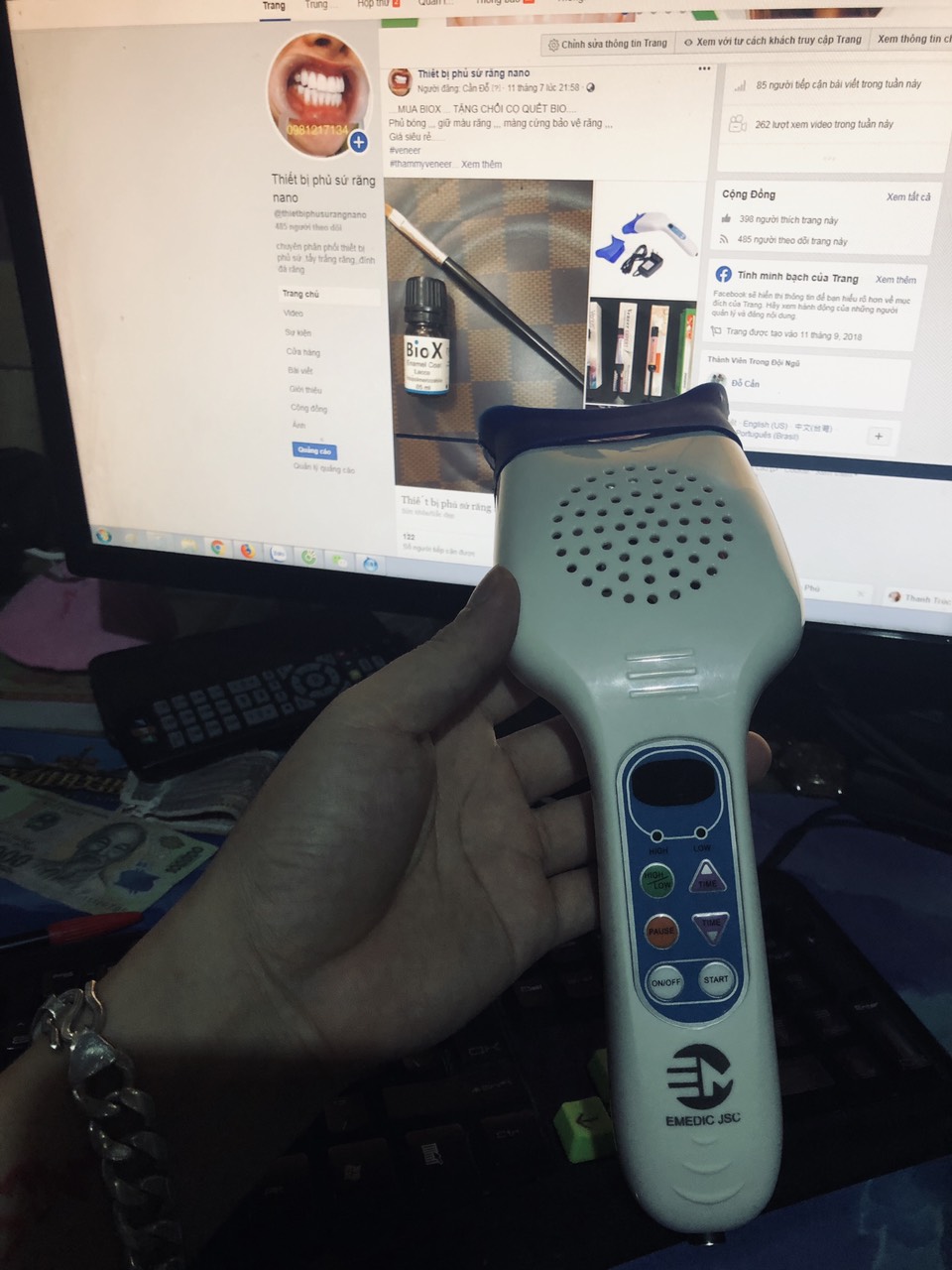 đèn chiếu phủ bóng răng biox..phủ trám răng sứ xinh học