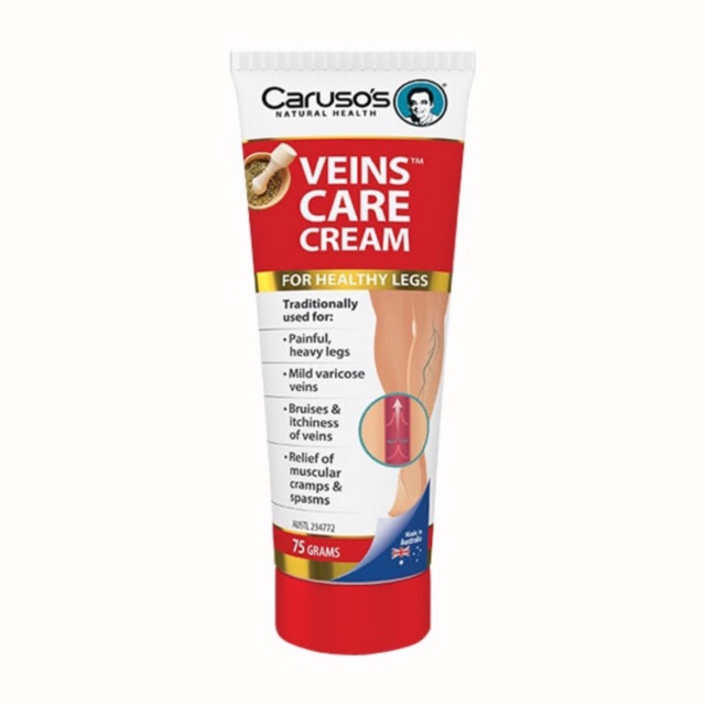Kem Bôi hỗ trợ Suy Giãn Tĩnh Mạch Carusos Veins Care Cream 75G. Made In Úc