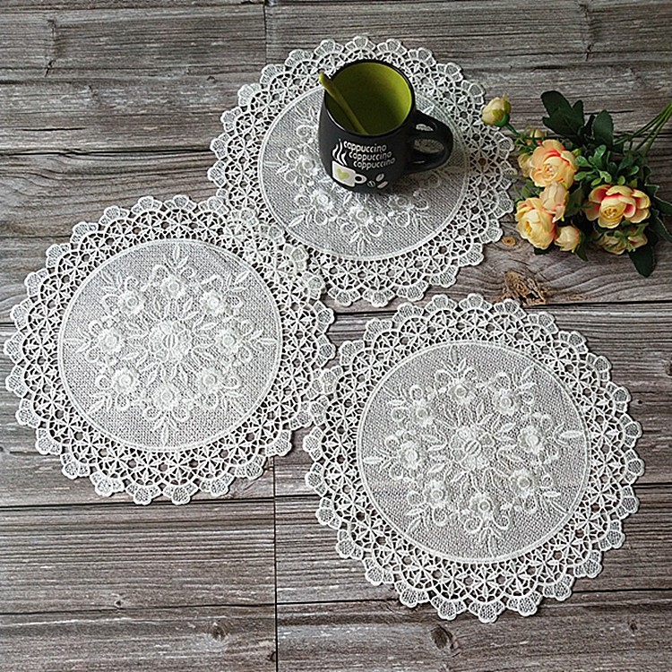 Miếng lót lọ hoa tấm lót bình cắm hoa đế lót chống trơn cách nhiệt chất liệu ren cao cấp-NA001