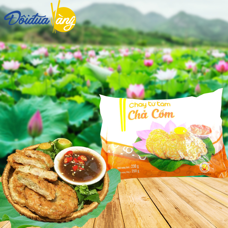 Chả cốm chay Đôi Đũa Vàng thưc phẩm chay hữu cơ thơm ngon gói 230gr - Giao tại Hà Nội và Hồ Chí Minh