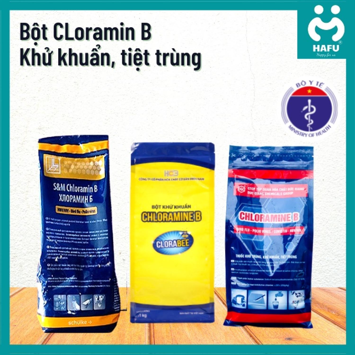 Bột khử khuẩn Cloramin B, khử khuẩn đồ dùng, nước, vệ sinh dụng cụ