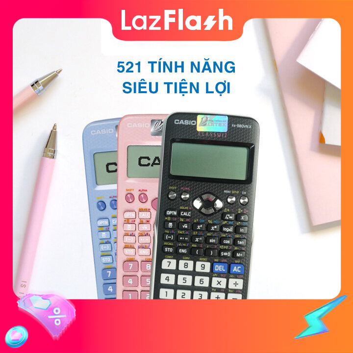 LazMaII SIÊU SALE Nửa Giá Máy Tính Casio Chính Hãng ,Máy Tính Casio FX-580VNX Cho Học Sinh -Sinh Viên Dùng Tiếng Việt Màn hình LCD Độ Phân Giải Cao Nâng Cấp Chức Năng Giải Toán Tích Hợp, Đa Chức Năng Dành Cho Học Sinh, Sinh Viên, Tích Hợp 521 Tính Năng.