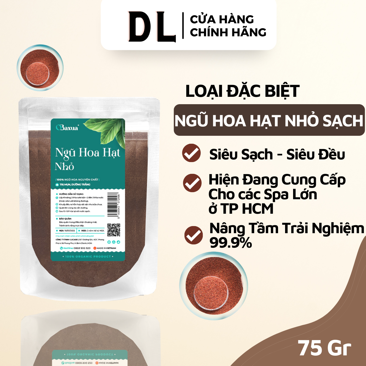 Ngũ hoa hạt ( hạt ngũ hoa hạt đình lịch) OBAXUA , mặt nạ thiên nhiên đắp mặt dưỡng trắng da, ngừa mụn