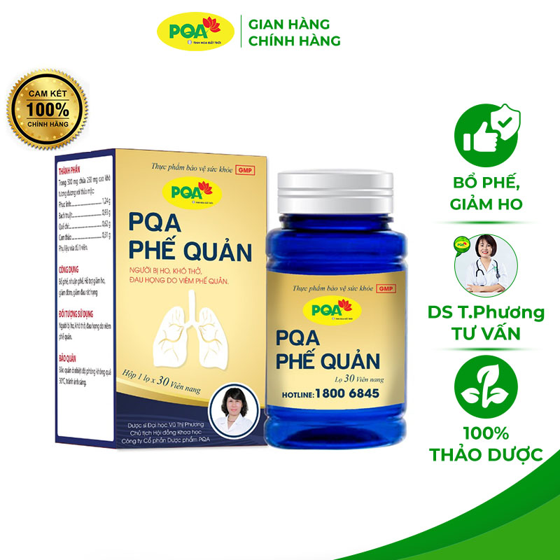 PQA Phế quản có tác dụng bổ phế, nhuận phế, hỗ trợ giảm ho, giảm đờm, giảm đau rát họng