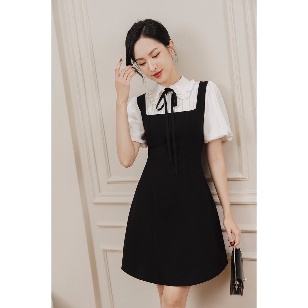 Váy yếm phối cổ đức bèo thắt nơ tiinstore vhn729