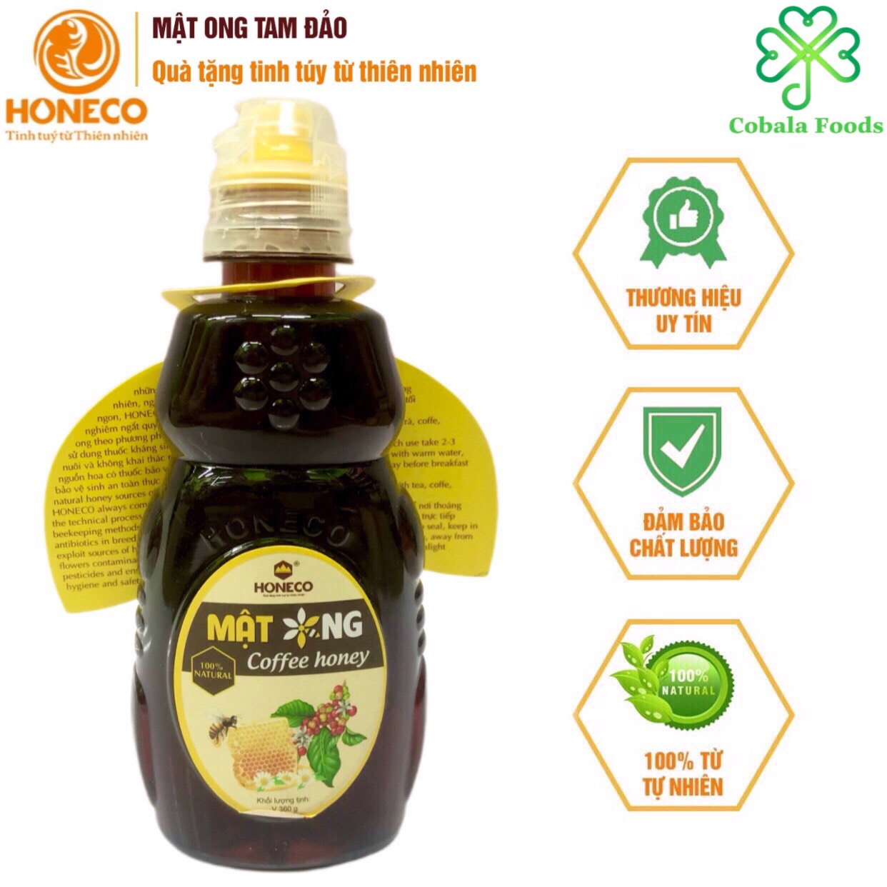 Mật ong honey coffee - honeco - chai 360g - chứng nhận fssc 22000 - hơn 20 năm kinh nghiệm trong nghề