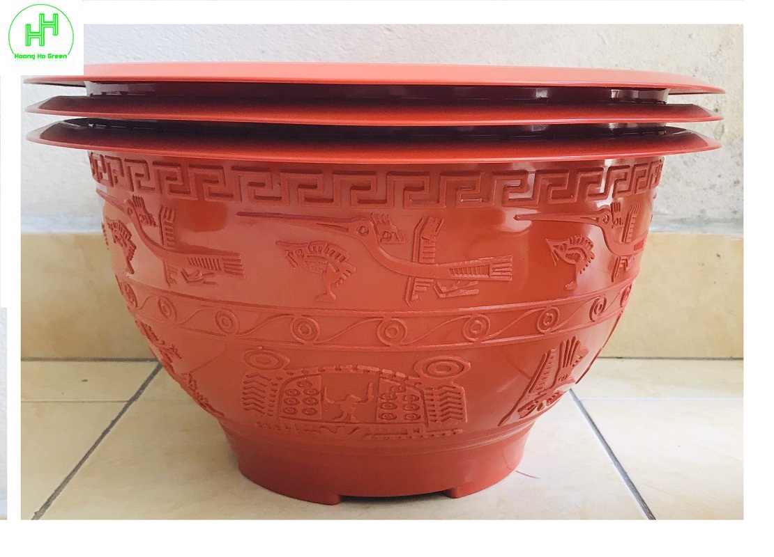 3 chậu trồng cây hoa ,cây cảnh đức minh trống đồng 38