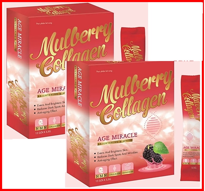 COMBO 2 HỘP Bột uống Mulberry Collagen giúp tăng hấp thụ collagen