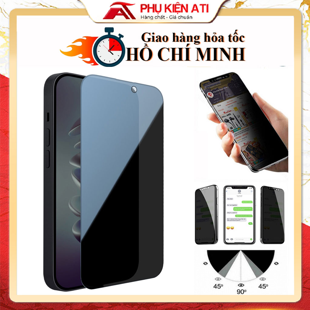 Cường lực chống nhìn trộm iphone 14 pro max 15Pro 7 8 Plus X Xs Xsmax 11 Promax xr 12 13 Promax full màn  - Phụ kiện ati