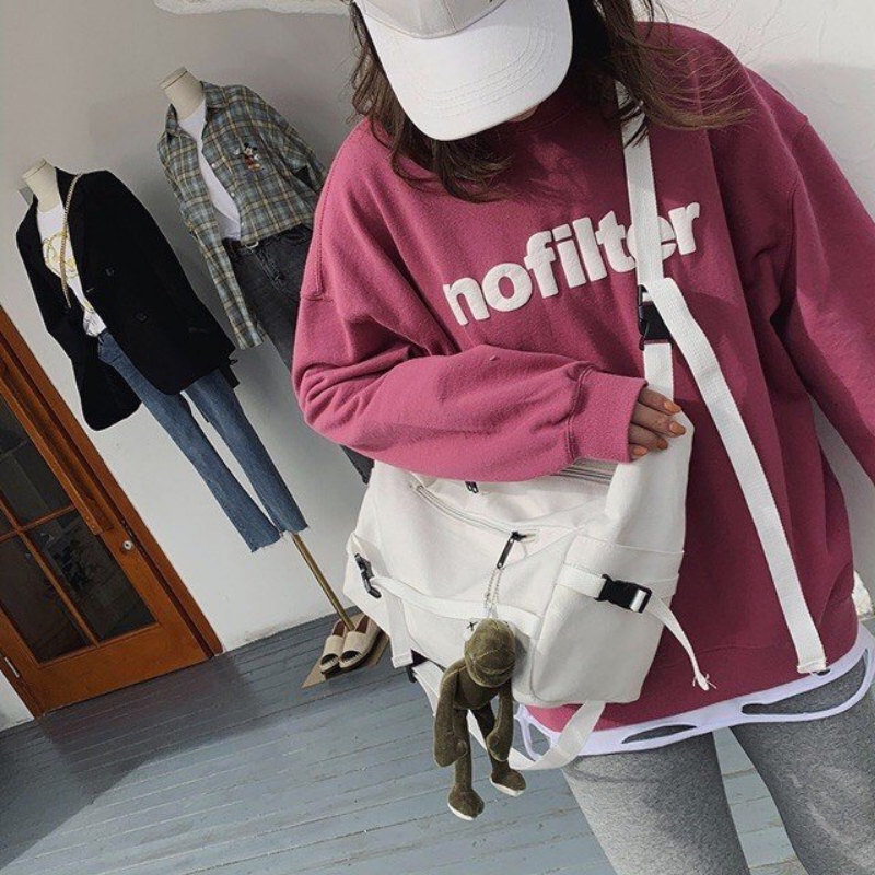 Túi Đeo Chéo Canvas Cỡ Lớn Thời Trang Hàn Quốc Học Sinh Sinh Viên Đi Học  Đi Chơi - Nam Nữ