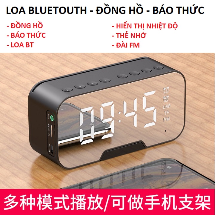 Loa Bluetooth đa năng G10 - Đồng hồ - Báo thức - Nhiệt độ - FM - Màn hình gương