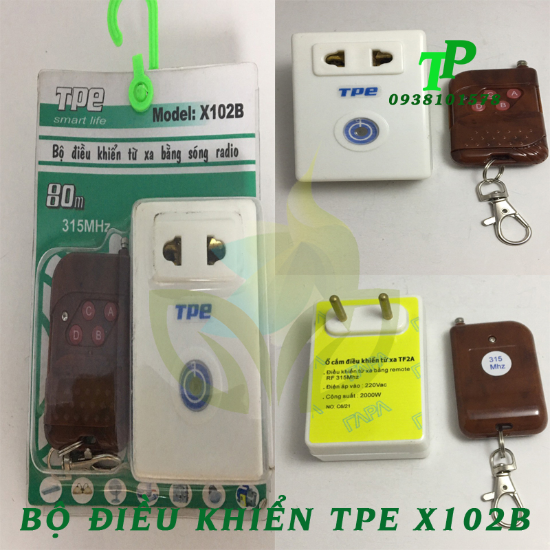 Bộ công tắc điều khiển từ xa tpe x102b kèm remote bộ điều khiển từ xa cho máy bơm đèn quạt