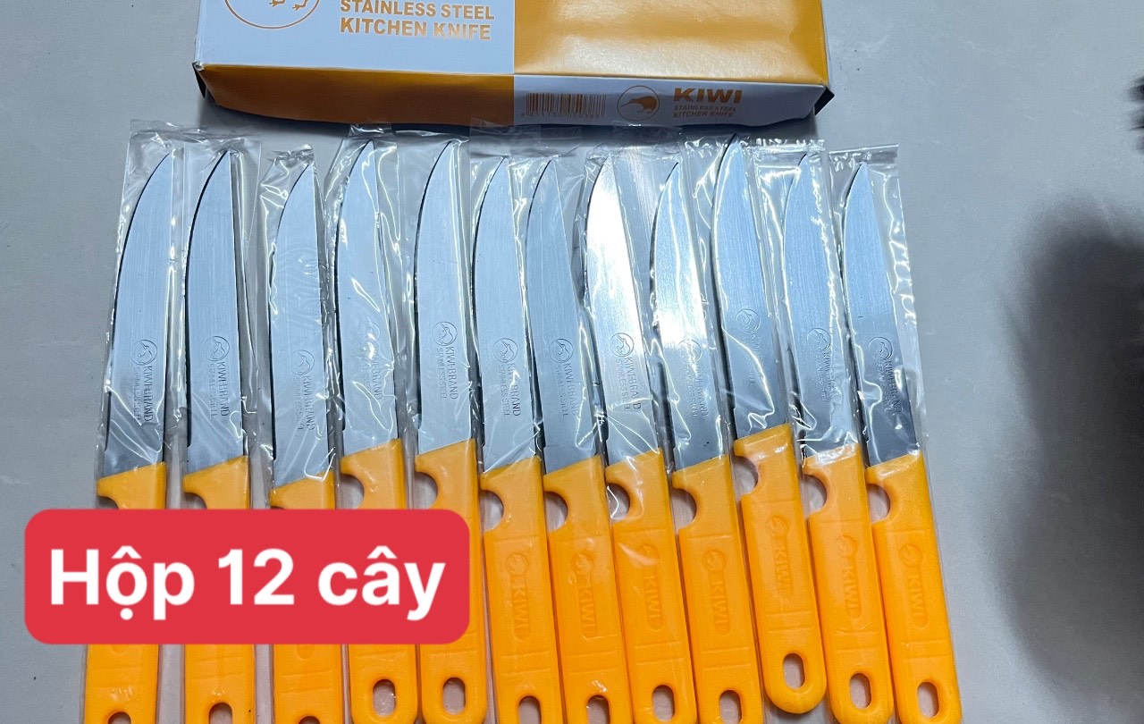 Bộ dao bếp thái lan cán vàng mũi nhọn 511 chất liệu inox, dao gọt trái cây rau củ quả siêu bén thailand - hộp 12 cây dao thái siêu bén