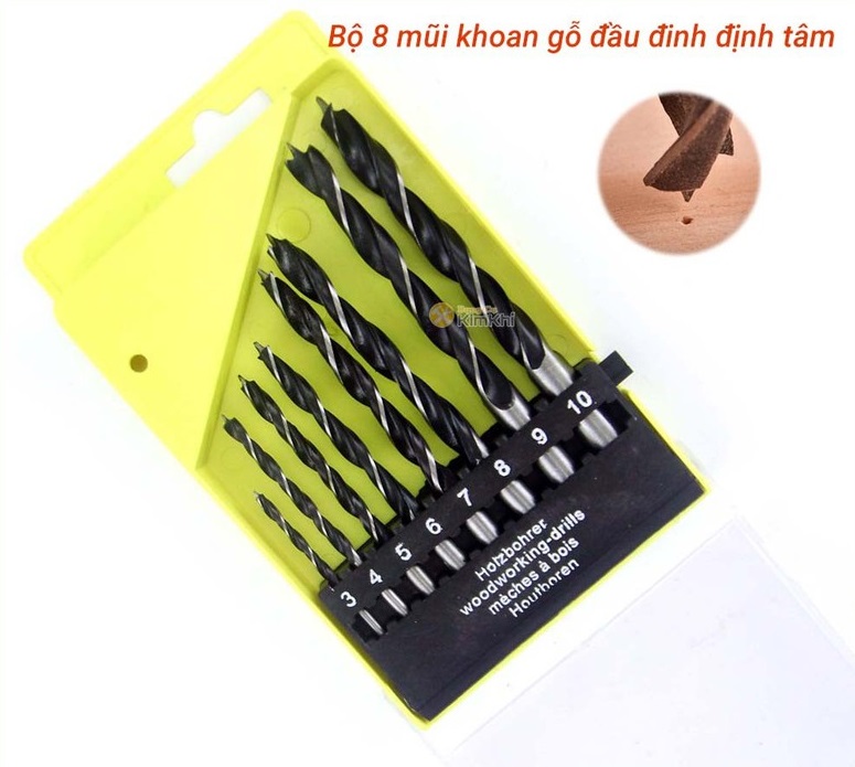 [HCM]Bộ 8 mũi khoan gỗ định tâm KenTop xịn chính xác
