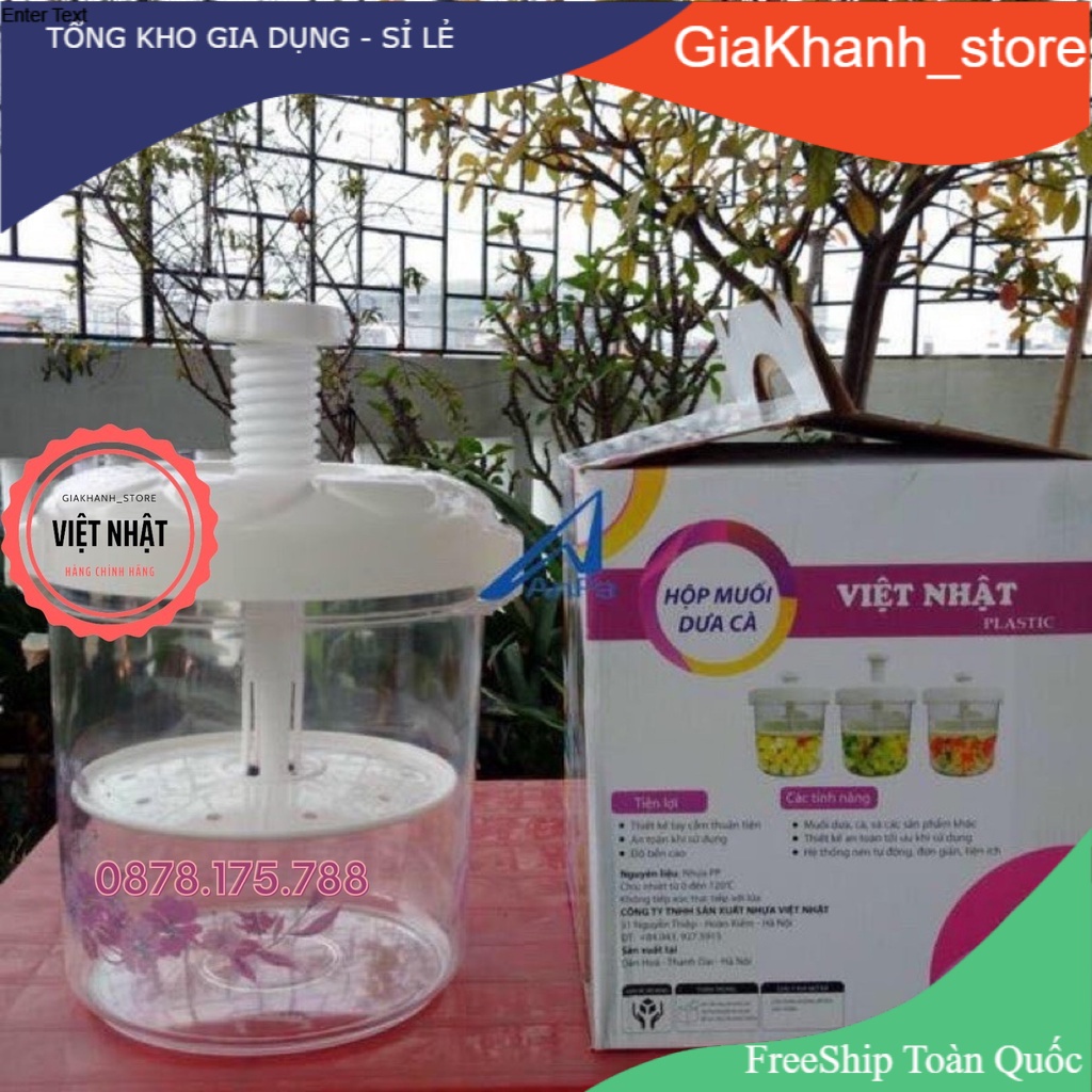 Hũ muối dưa cà việt nhật 5l và 7,5l ,bình muối dưa thông minh nhựa việt nhật an toàn