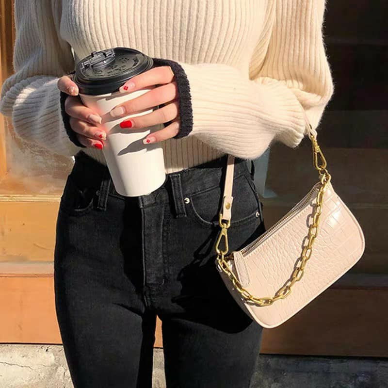 Túi kẹp nách Ngọc Trinh túi xách nữ đeo vai đeo chéo xách tay da vân cá sấu mẫu mới nhất TKNA02