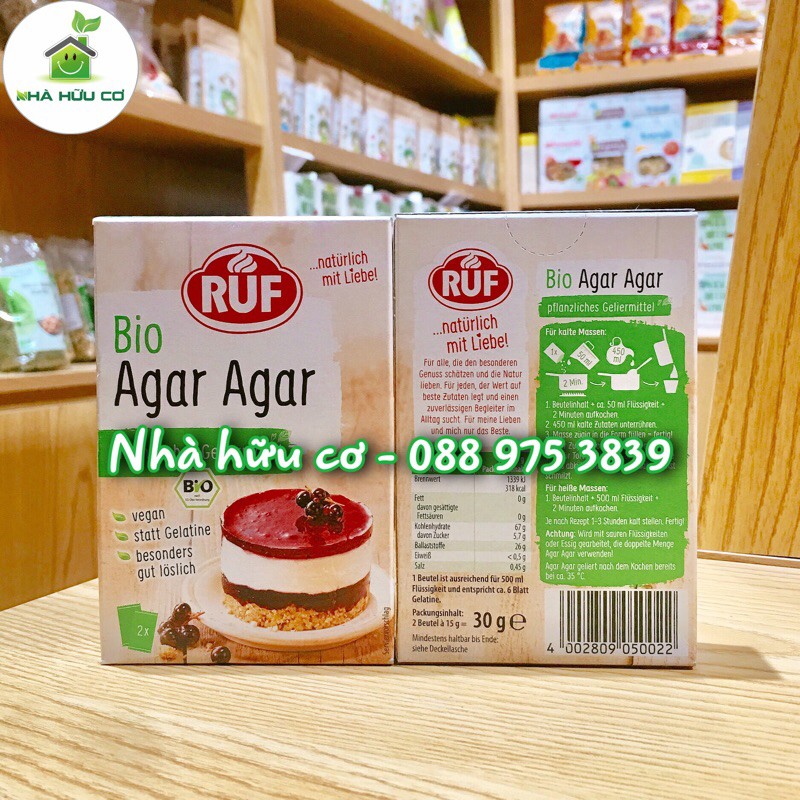 Bột làm thạch rau câu hữu cơ agar ruf/gói - date: 4/2022 - hộp 2 gói