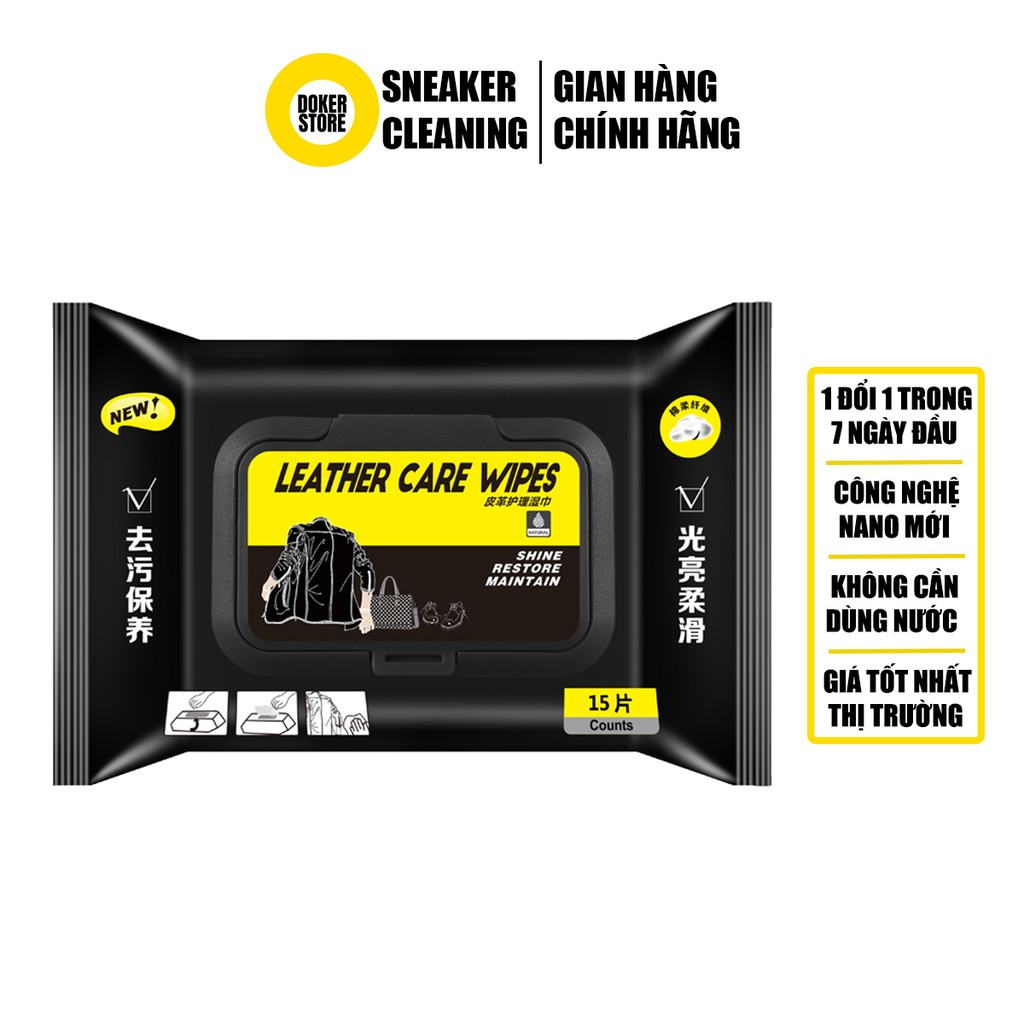 Khăn lau vệ sinh bảo dưỡng đồ da đa năng LEATHER CARE WIPES 15 khăn