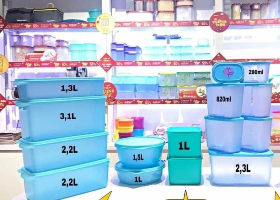 Bộ hộp trữ mát & trữ đông blue ocean set 15 tupperware