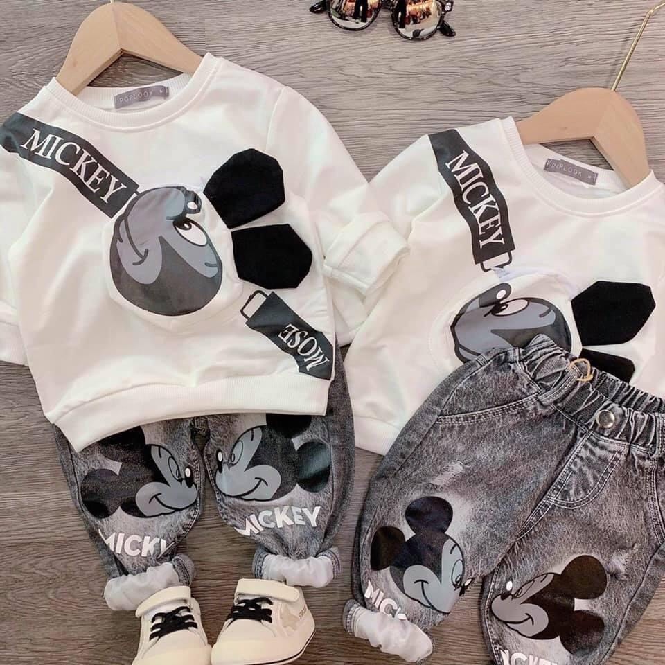Sét quần bò - áo da cá mickey cho bé trai