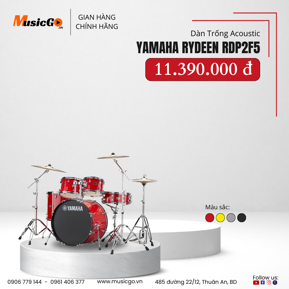 Dàn Trống Cơ Yamaha Rydeen RDP2F5 | Chưa Bao Gồm Bộ Hardware & Cymball