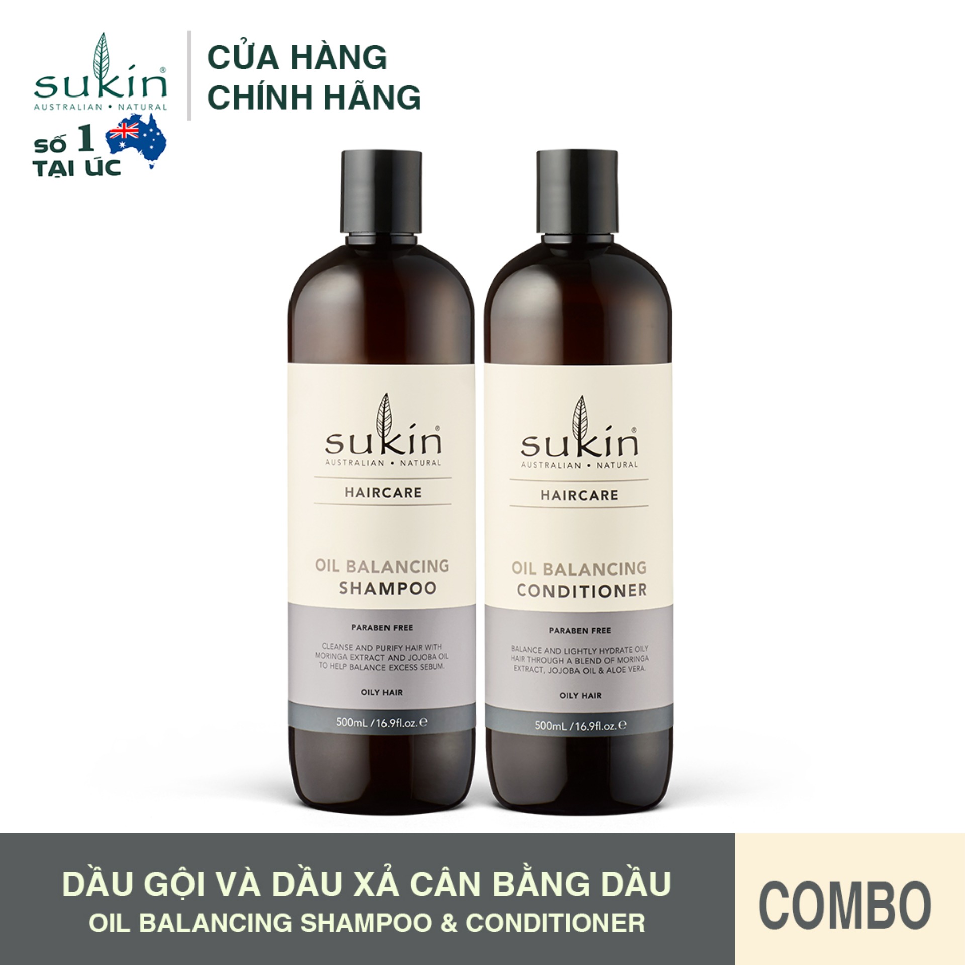 Combo dầu gội và dầu xả sukin cân bằng dầu cho tóc oil balancing 500ml x 2