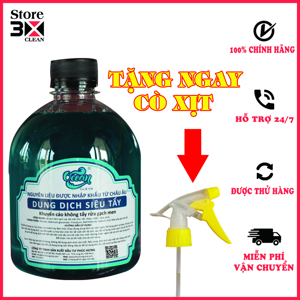 Dung dịch rửa xe nước rửa xe không chạm ocean 500ml. đậm đặc - tẩy rửa đa năng - tẩy lốc máy xe.