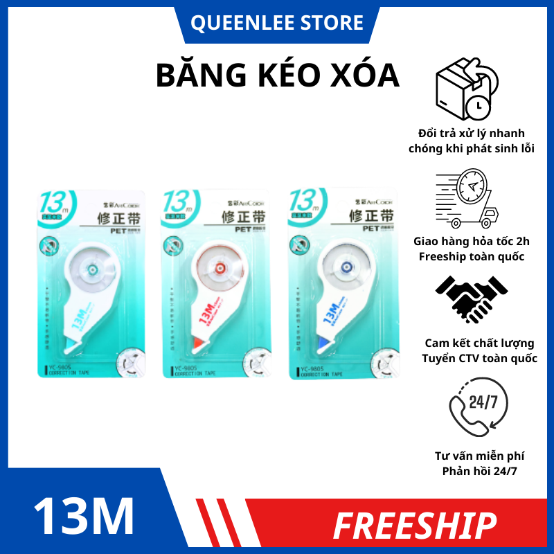 Băng xoá kéo 13m nhỏ gọn dễ cầm xoá sạch dễ dàng, bút xoá kéo