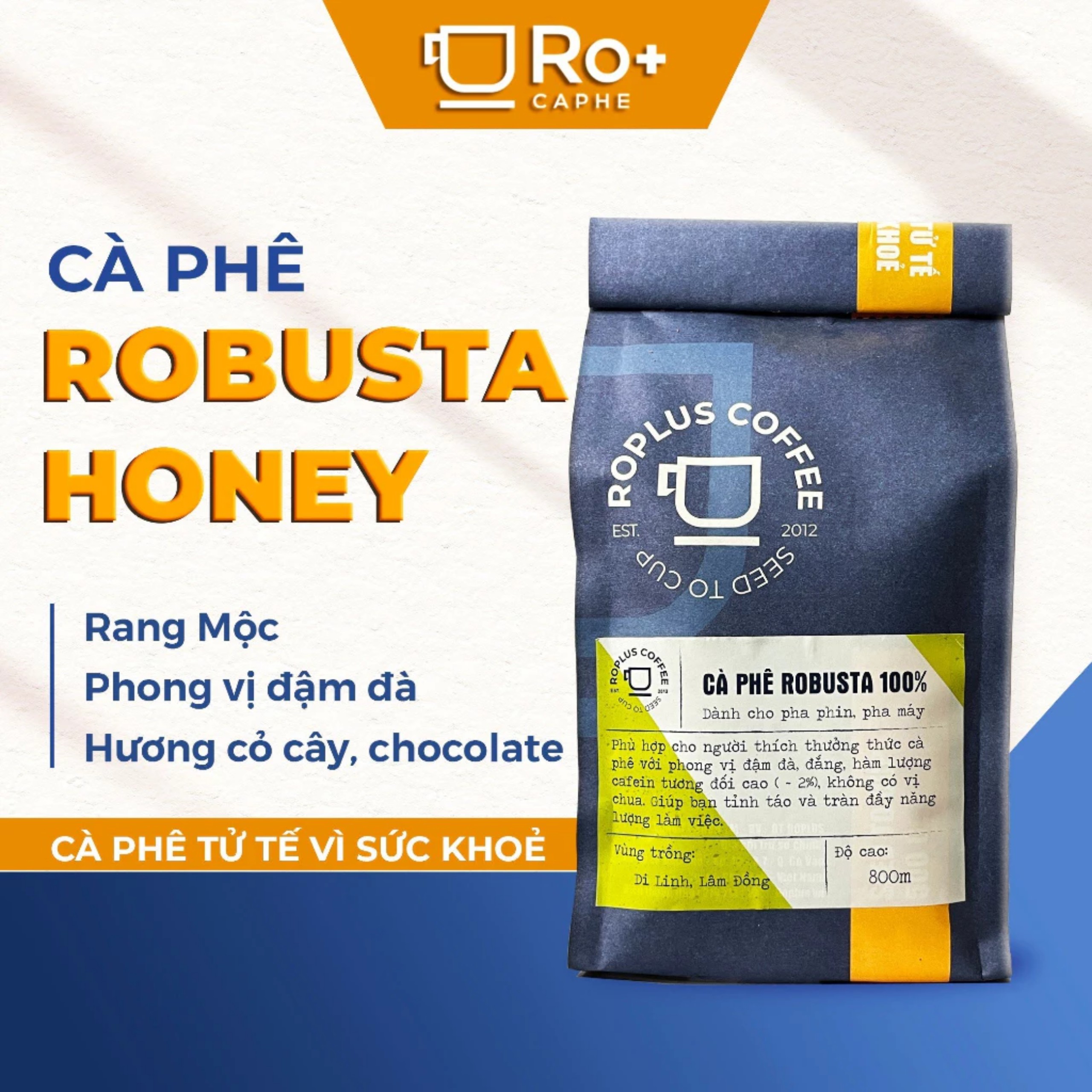 Cà phê Robusta hạt, bột rang xay nguyên chất 100% vị đắng thanh đậm gói 250g,500g