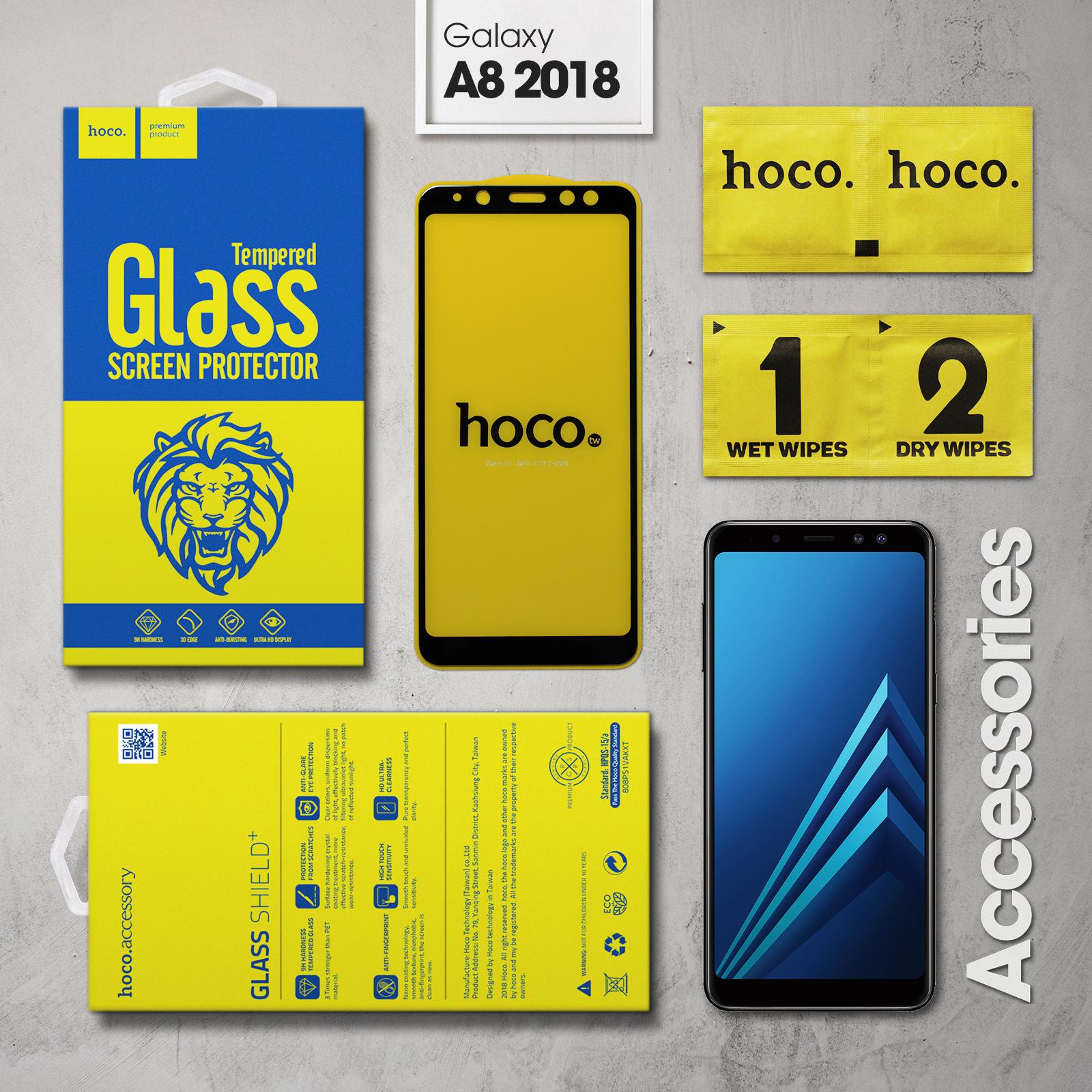 Miếng dán cường lực cho samsung galaxy a8 2018 full keo hiệu hoco