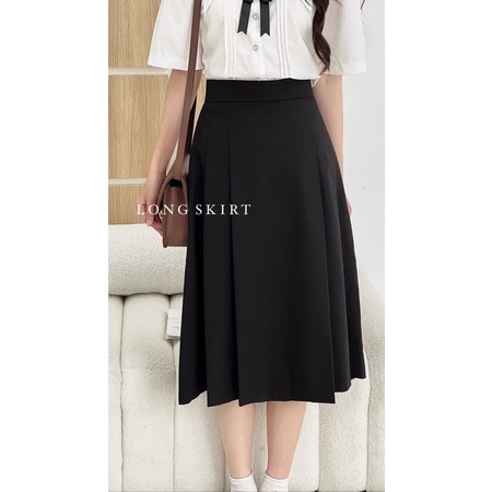 OUTSET - Chân váy đen khaki chun lạnh co dãn