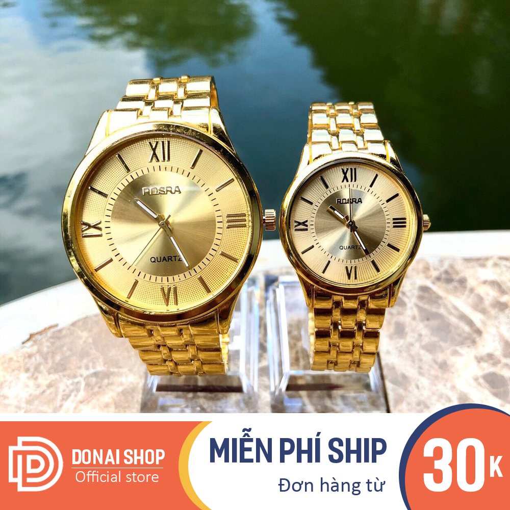 Đồng Hồ Quartz Thời Trang Cặp Đôi Nam Nữ ROSRA, Đồng Hồ Mặt La Mã Chạy 3 Kim Sang Trọng, Dây Demi Không Gỉ (Bảo hành 6 tháng ) DONAI.R114