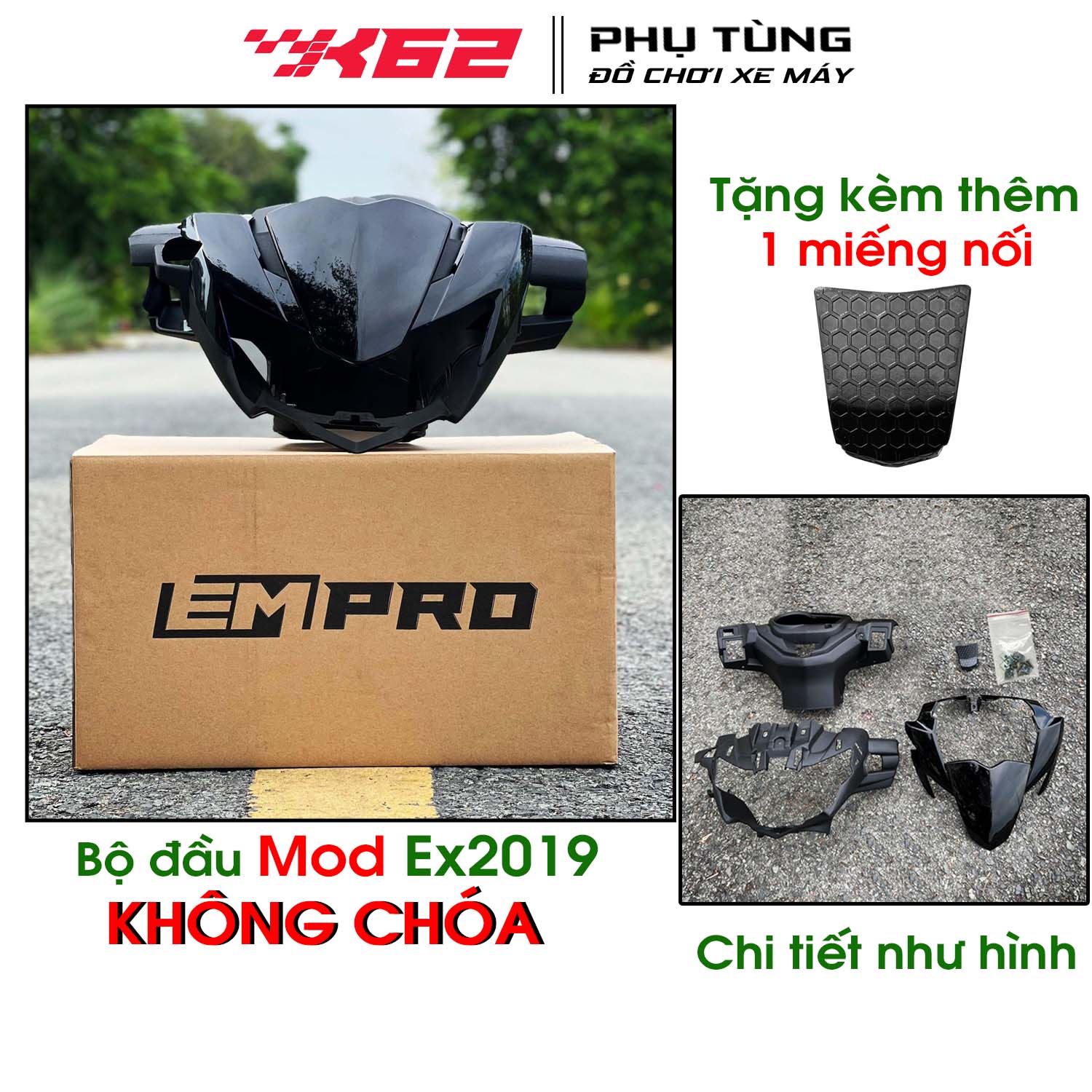 Không chóa led - bộ đầu đèn Mod exciter 2019 lắp exciter 150 (2015 đến 2018)