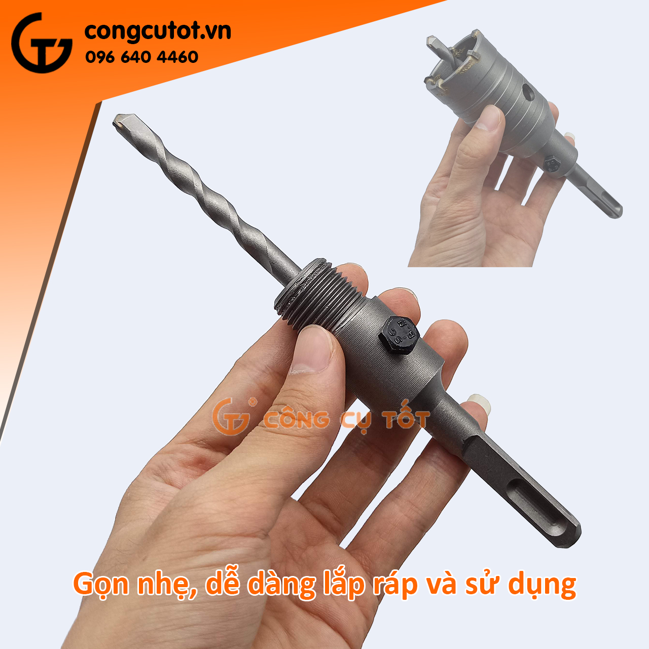 Chuôi lắp mũi khoan bê tông rút lõi gài vuông M22 110mm