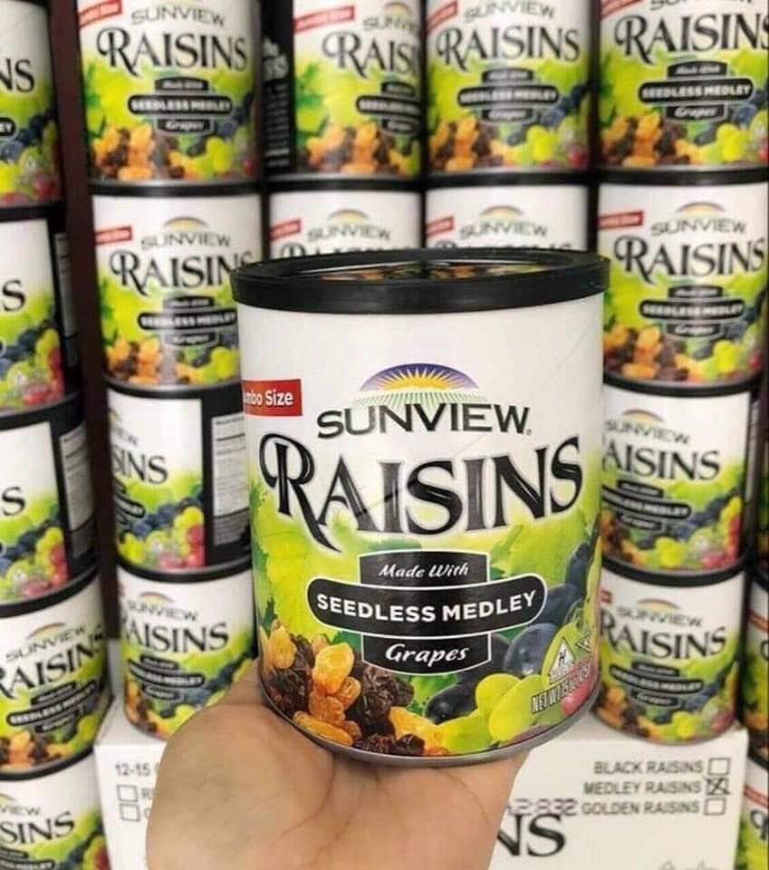 HÀNG CHUẨN LOẠI NGON Nho khô không hạt Sunview Raisin Mỹ - hộp 425 gram