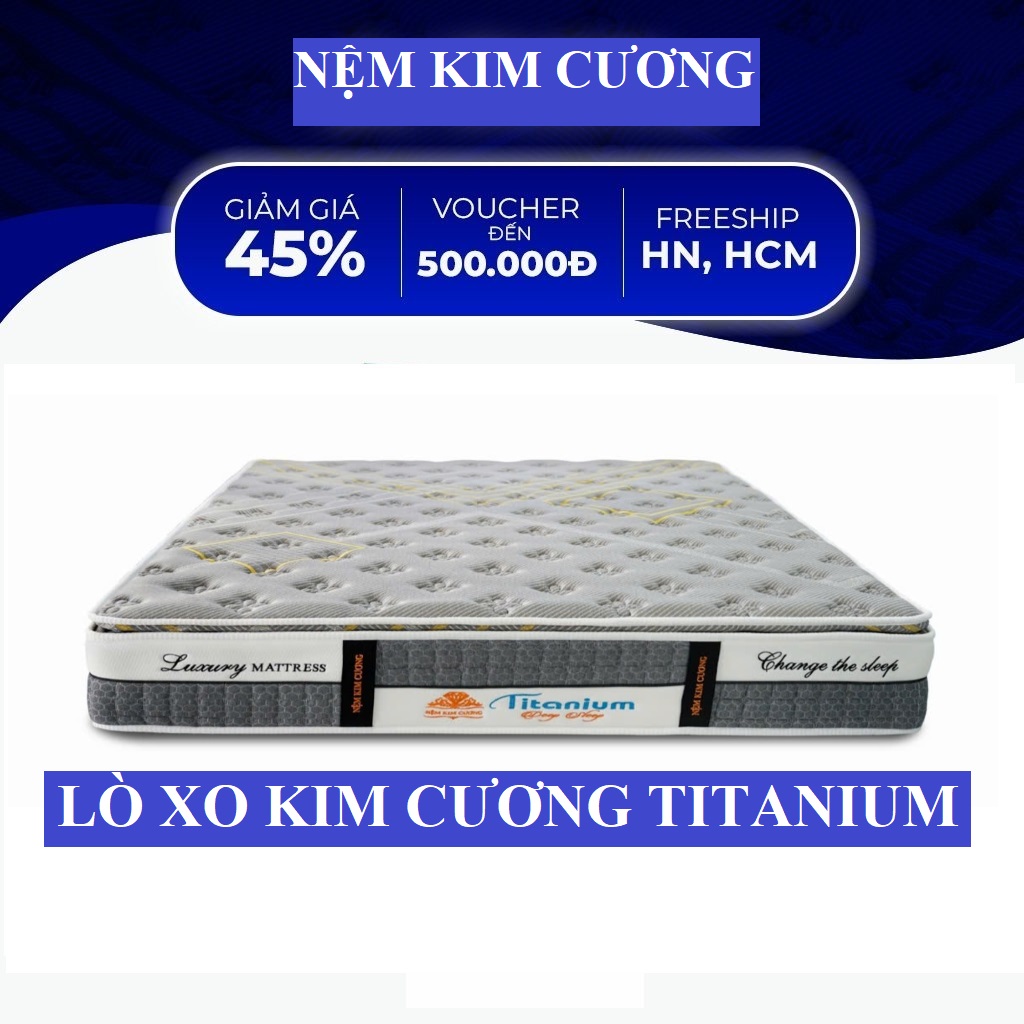 Nệm lò xo túi độc lập kim cương titanium - êm đàn hồi nâng đỡ cơ thể - bảo hành chính hãng 12 năm