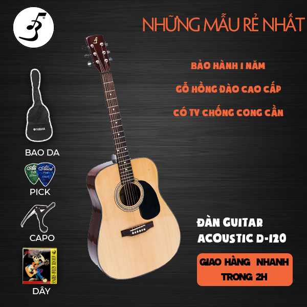 Đàn Guitar Acoustic Ba Đờn D-120 ( màu gỗ PHỦ PU MỜ  ) + Bao đàn cao cấp 3 lớp