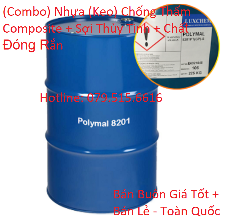 (Keo) Nhựa Chống Thấm Composite (1Kg) + Sợi Thủy Tinh (1Kg) + Chất Đóng Rắn (tỉ lệ tương ứng theo lượng nhựa) - Combo
