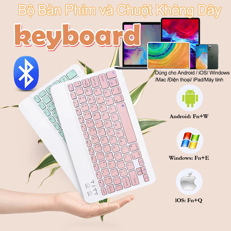 Bàn phím và chuột không dây bluetooth 10 inch gọn nhẹ cho máy tính/ipad/pc, hỗ trợ ios android windows tablets redmi huawei