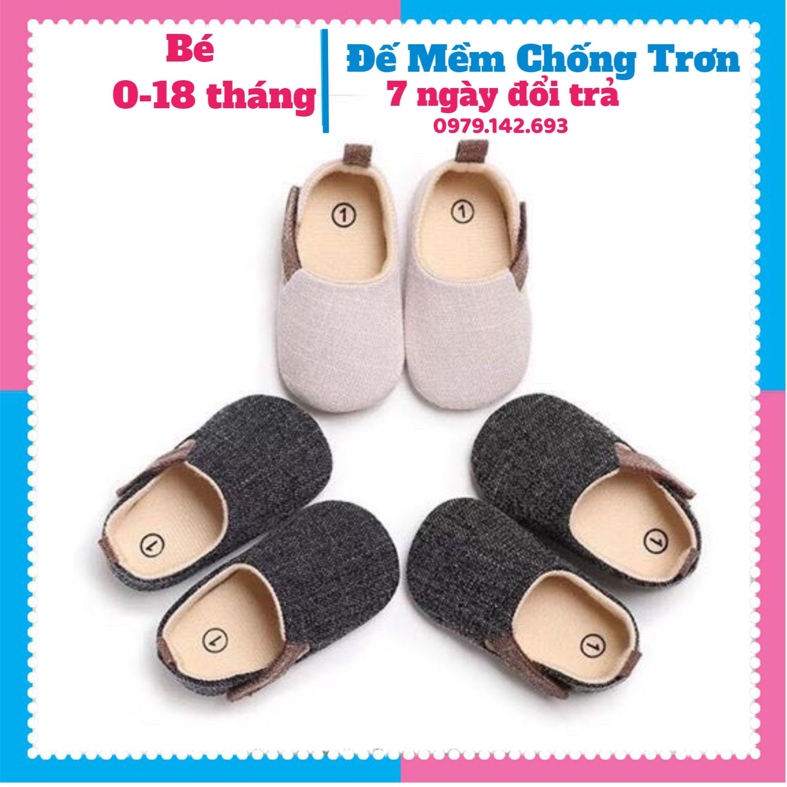 Dép Tập Đi Cho bé, Giày Tập Đi Em Bé Đế Mềm Mại Chống Trơn Trượt Cho Bé Trai Và Gái từ 0 đến 24 tháng tuổi
