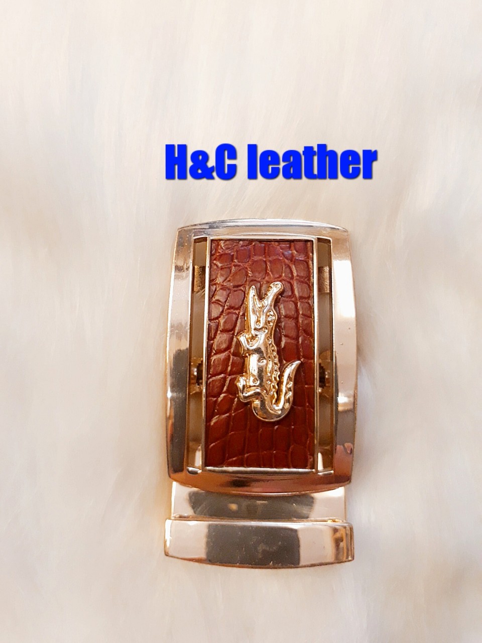 Mặt khóa thắt lưng ( đầu nịt) da cá sấu thật, 4cm, đầu khóa tự động