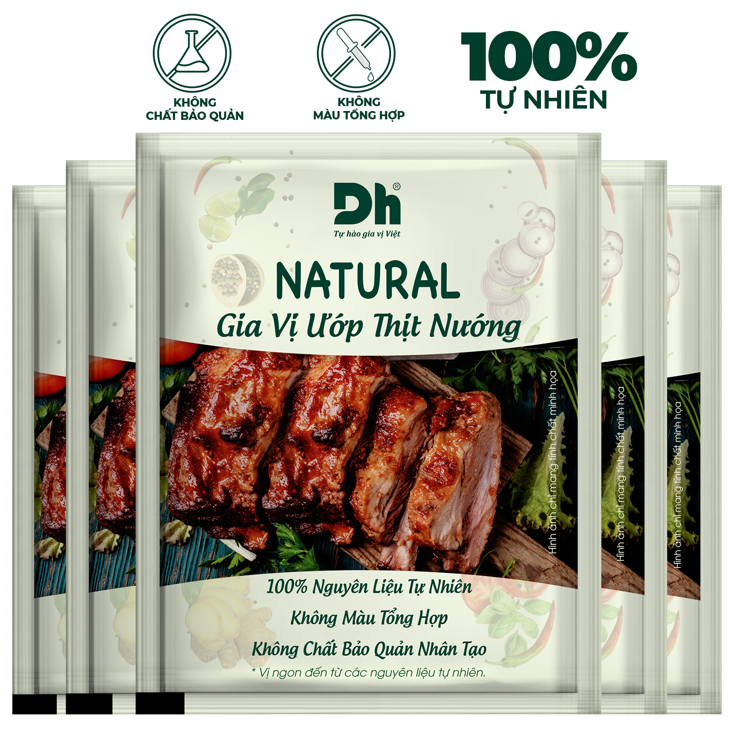 Combo 5 gói Natural Gia vị Ướp Thịt Nướng 10gr Dh Foods